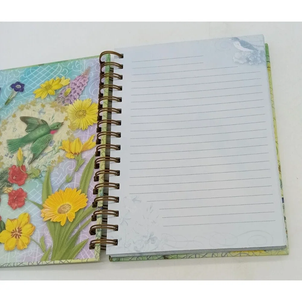 Punch Studio Spiral Bound Journal Illustrated Floral Bird Cover 